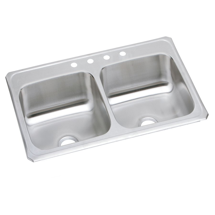 Celebrity® Stainless Steel 43" x 22" x 6-7/8" Equal Double Bowl Drop-in Sink