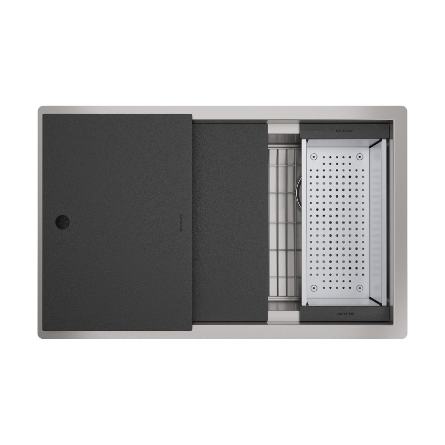Circuit Chef® Workstation Stainless Steel 32-1/2" x 20-1/2" x 10" Single Bowl Undermount Sink Kit with Black Polymer Boards