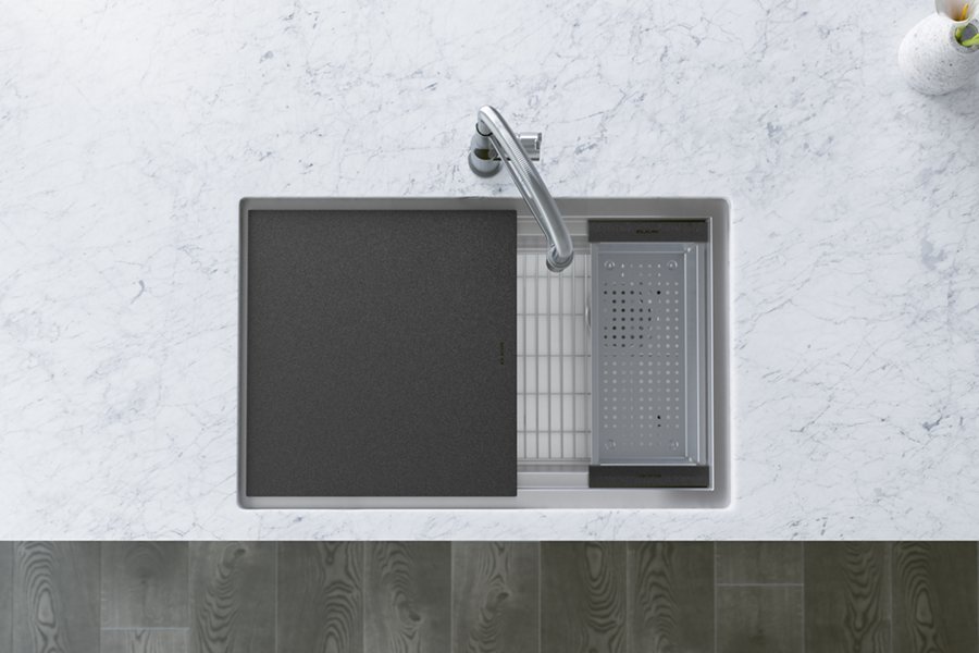 Circuit Chef® Workstation Stainless Steel 32-1/2" x 20-1/2" x 10" Single Bowl Undermount Sink Kit with Black Polymer Boards