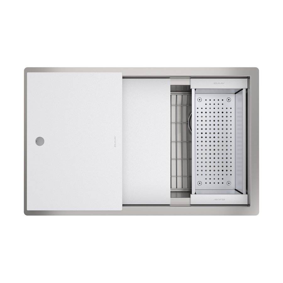 Circuit Chef® Workstation Stainless Steel 32-1/2" x 20-1/2" x 10" Single Bowl Undermount Sink Kit with White Polymer Boards