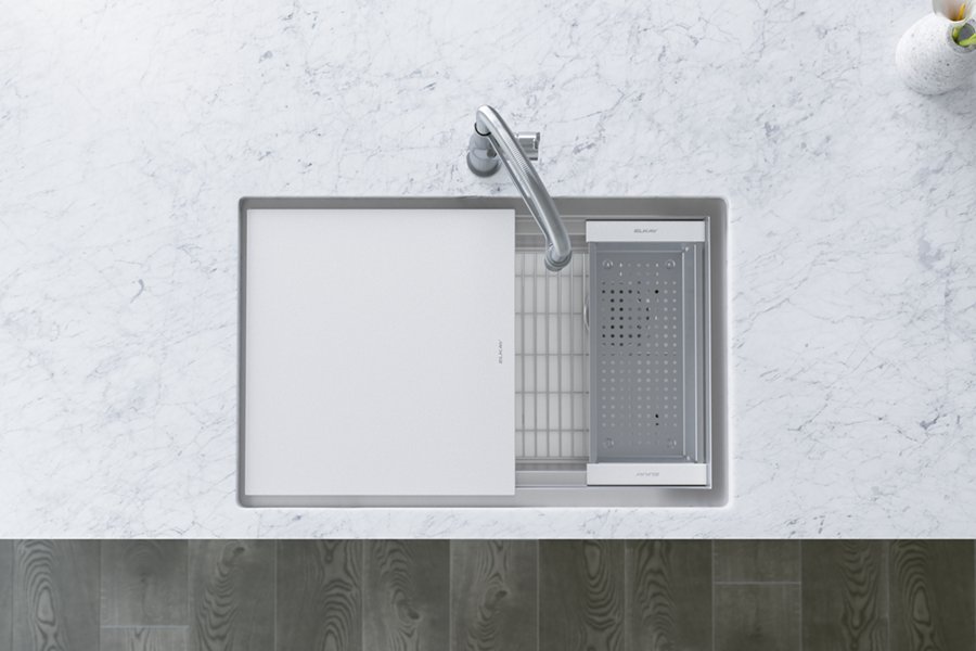 Circuit Chef® Workstation Stainless Steel 32-1/2" x 20-1/2" x 10" Single Bowl Undermount Sink Kit with White Polymer Boards