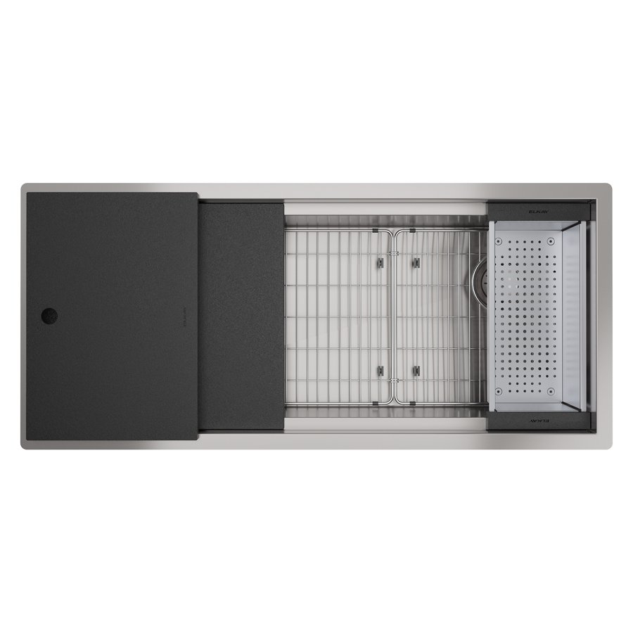 Circuit Chef® Workstation Stainless Steel 45-1/2" x 20-1/2" x 10" Single Bowl Undermount Sink Kit with Black Polymer Boards