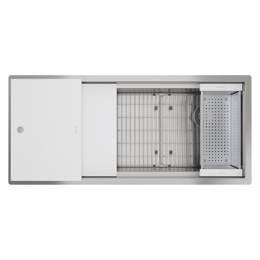 Circuit Chef® Workstation Stainless Steel 45-1/2" x 20-1/2" x 10" Single Bowl Undermount Sink Kit with White Polymer Boards