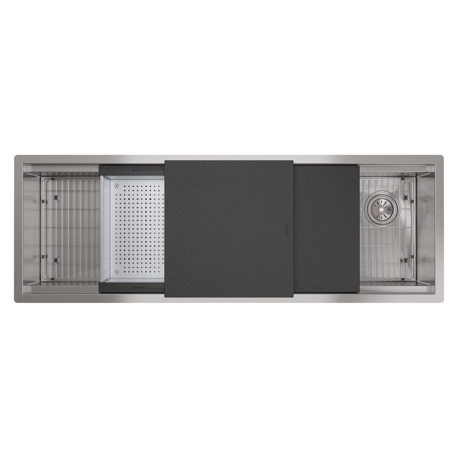 Circuit Chef® Workstation Stainless Steel 59-1/2" x 20-1/2" x 10" Single Bowl Undermount Sink Kit with Black Polymer Boards