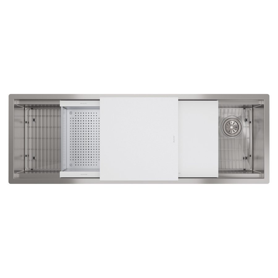 Circuit Chef® Workstation Stainless Steel 59-1/2" x 20-1/2" x 10" Single Bowl Undermount Sink Kit with White Polymer Boards