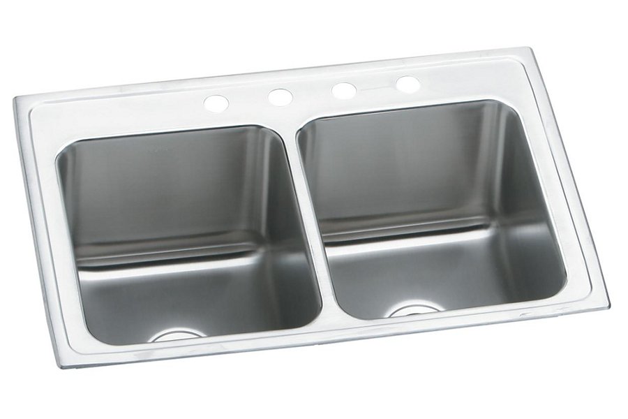 Lustertone® Classic Stainless Steel 25" x 19-1/2" x 10-1/8" Equal Double Bowl Drop-in Sink