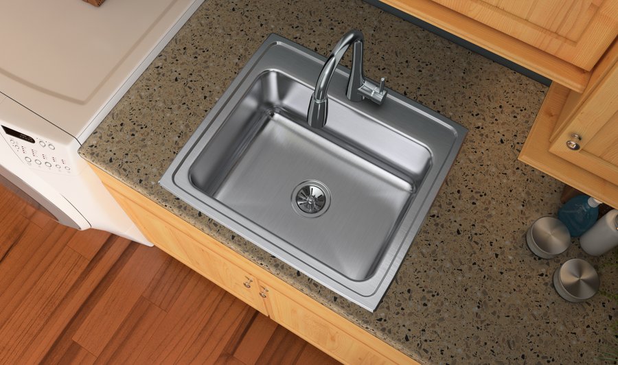 Lustertone® Classic Stainless Steel 25" x 22" x 10-3/8" Single Bowl Drop-in Sink
