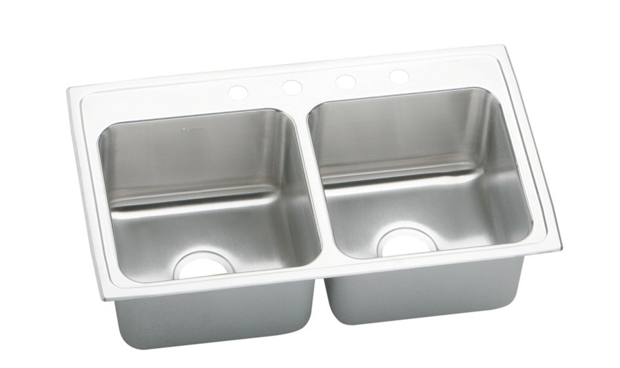 Lustertone® Classic Stainless Steel 33" x 22" x 10-1/8" Equal Double Bowl Drop-in Sink