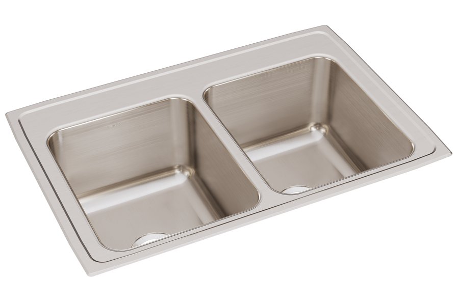 Lustertone® Classic Stainless Steel 33" x 22" x 12-1/8" Equal Double Bowl Drop-in Sink