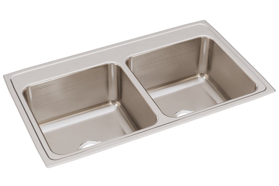 Lustertone® Classic Stainless Steel 37" x 22" x 10-1/8" Equal Double Bowl Drop-in Sink
