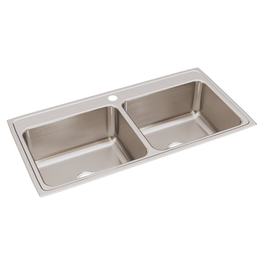 Lustertone® Classic Stainless Steel 43" x 22" x 10-1/8" Equal Double Bowl Drop-in Sink