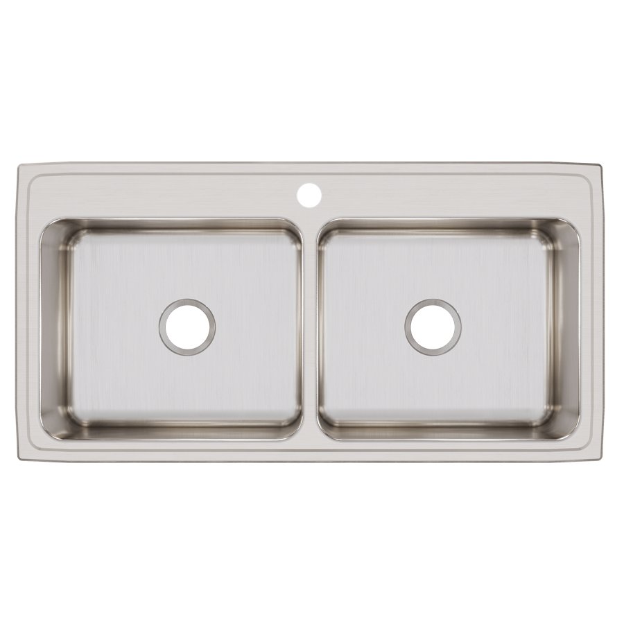 Lustertone® Classic Stainless Steel 43" x 22" x 10-1/8" Equal Double Bowl Drop-in Sink
