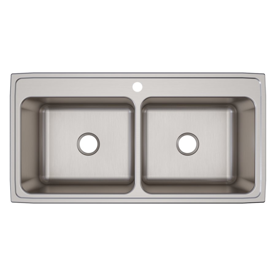 Lustertone® Classic Stainless Steel 43" x 22" x 12-1/8" Equal Double Bowl Drop-in Sink