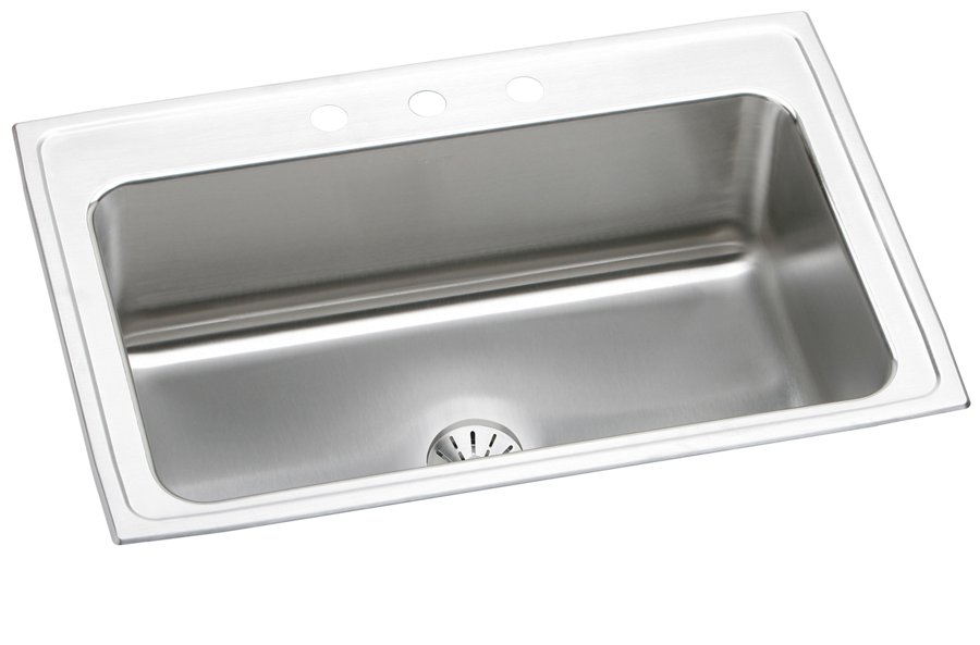Lustertone® Classic Stainless Steel 33" x 22" x 10" Single Bowl Drop-in Sink with Perfect Drain®