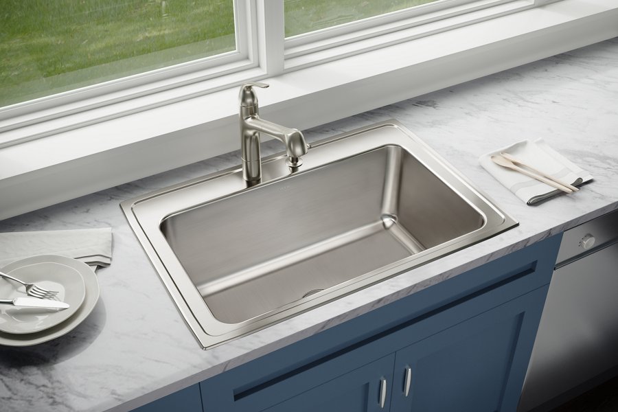 Lustertone® Classic Stainless Steel 33" x 22" x 11-5/8" Single Bowl Drop-in Sink