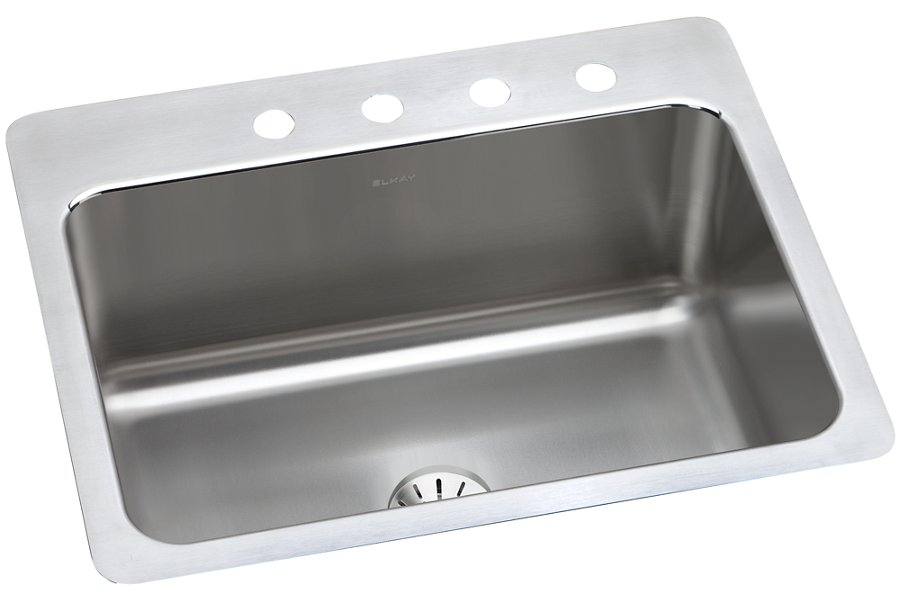 Lustertone® Classic Stainless Steel 27" x 22" x 10" Single Bowl Dual Mount Sink with Perfect Drain®