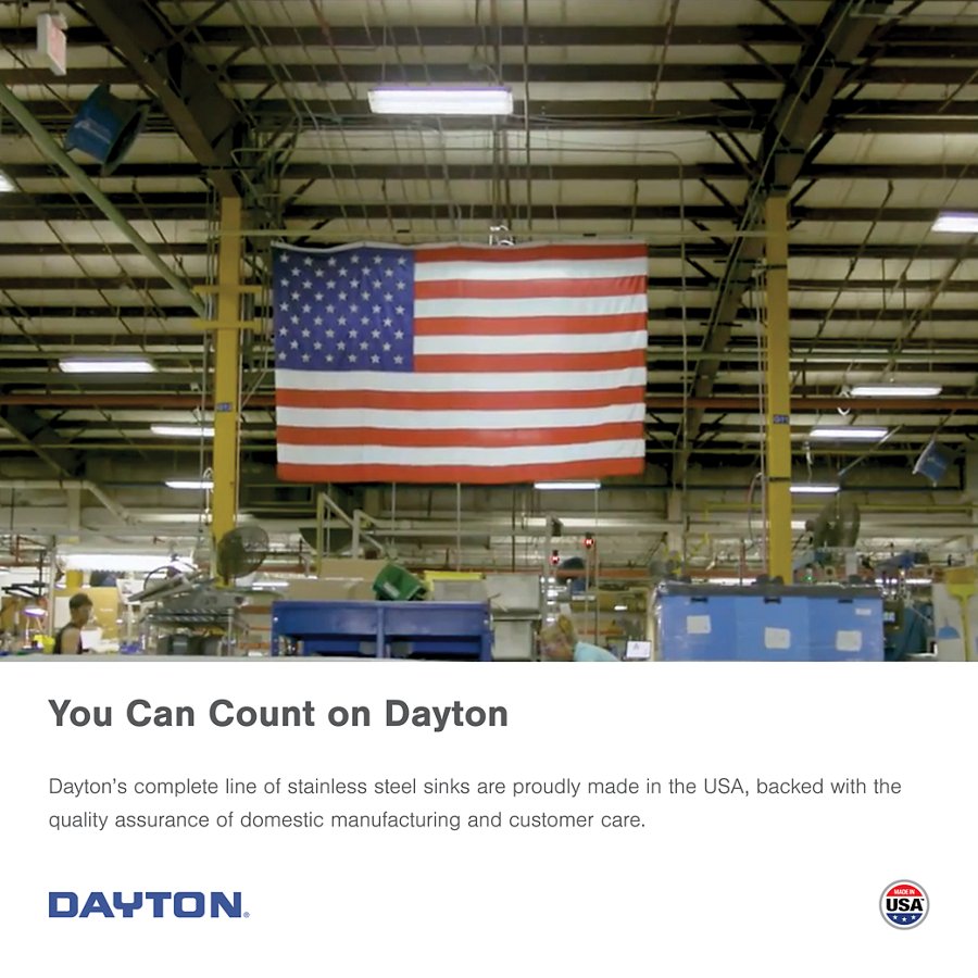 Dayton® Stainless Steel 23-1/2" x 21-1/8" x 9" Single Bowl Undermount Sink