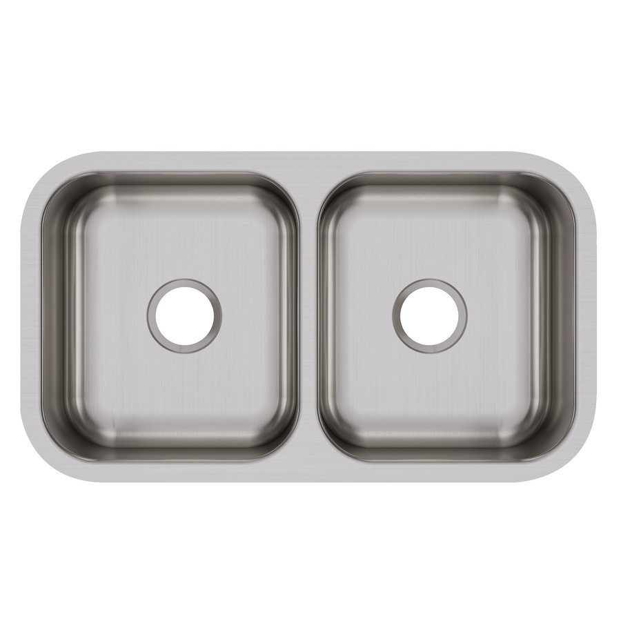 Dayton® Stainless Steel 31-3/4" x 18-1/4" x 8" Equal Double Bowl Undermount Sink