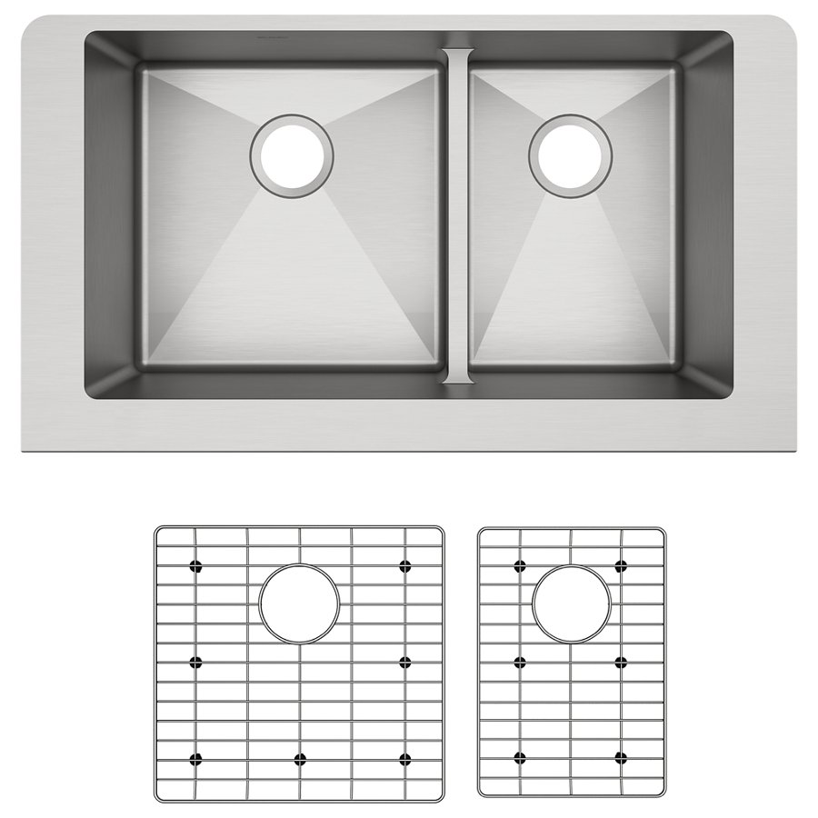 Ferguson Exclusive Crosstown® 31-1/2" x 20-1/4" x 9" Stainless Steel Double Bowl Farmhouse Sink w/Aqua Divide