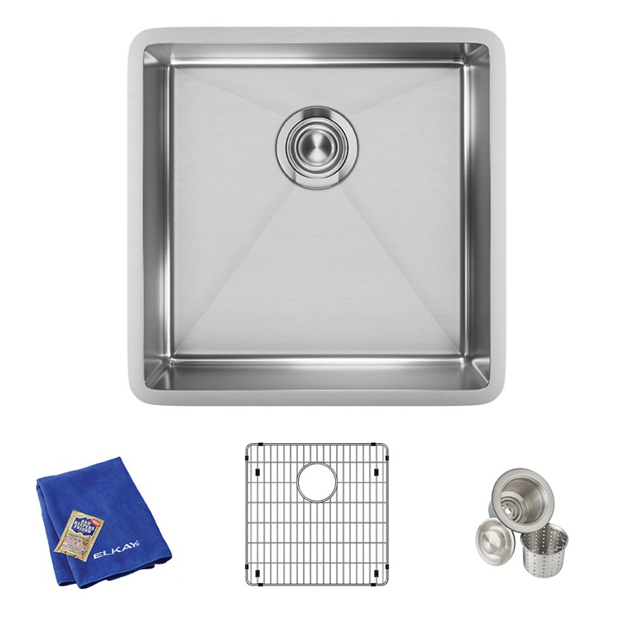 Crosstown® 18 Gauge Stainless Steel 18-1/2" x 18-1/2" x 9" Single Bowl Undermount Sink Kit