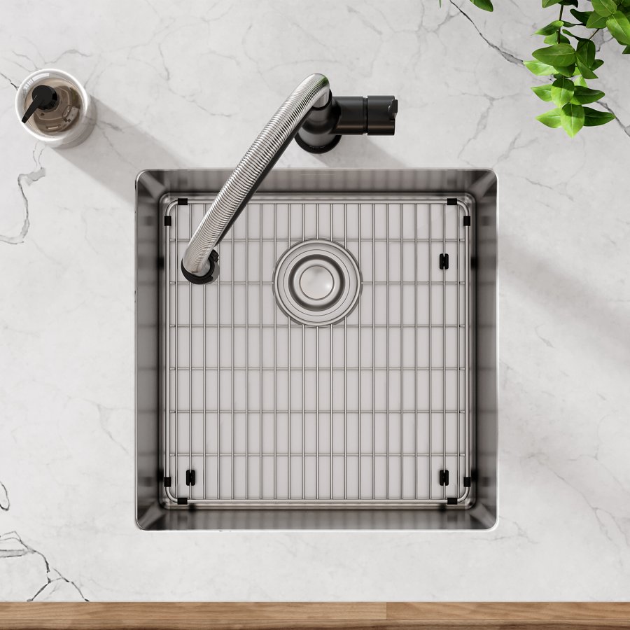 Crosstown® 18 Gauge Stainless Steel 18-1/2" x 18-1/2" x 9" Single Bowl Undermount Sink Kit