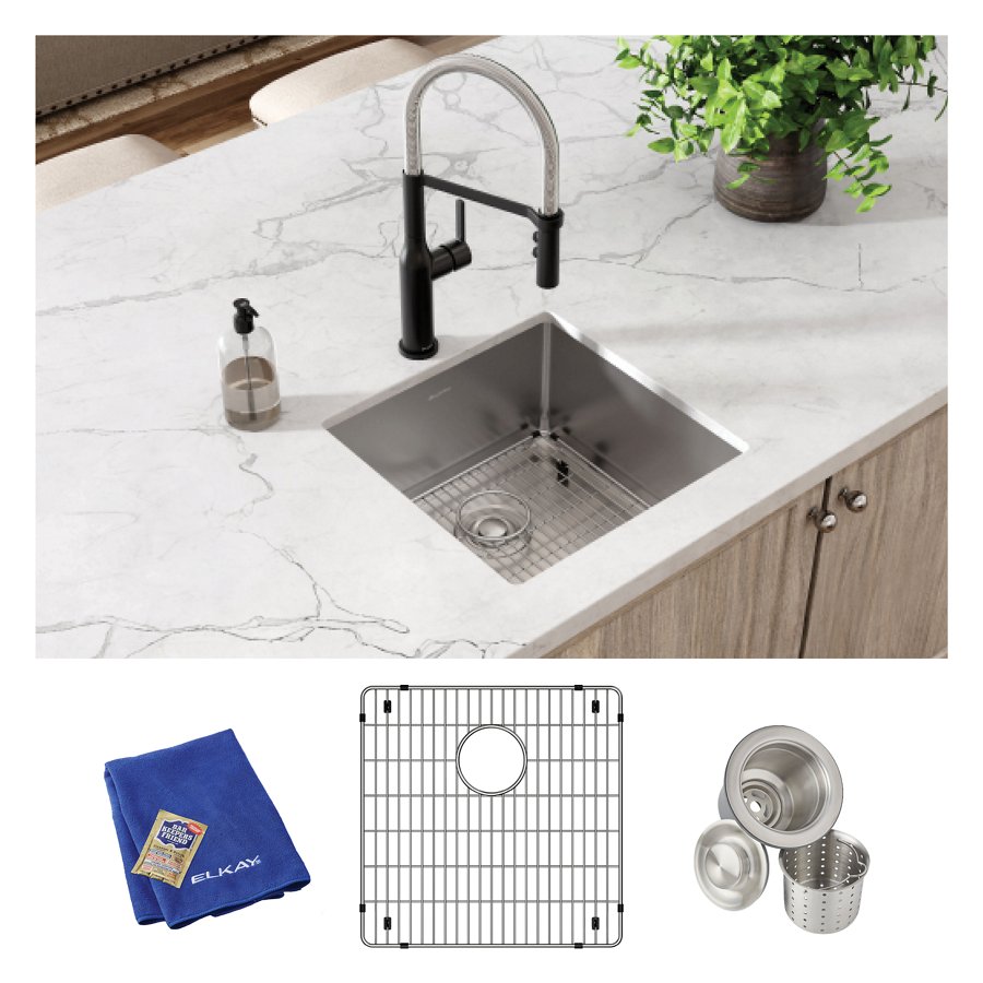 Crosstown® 18 Gauge Stainless Steel 18-1/2" x 18-1/2" x 9" Single Bowl Undermount Sink Kit