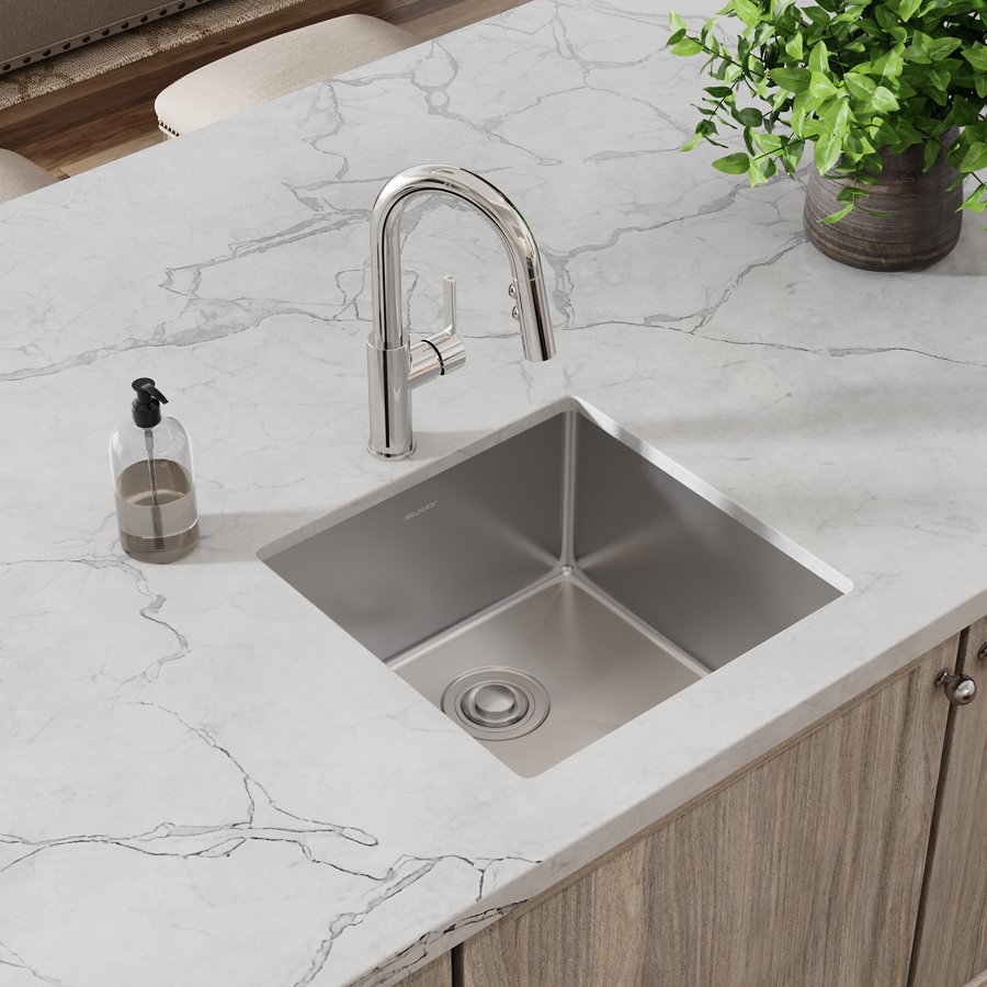 Crosstown® 18 Gauge Stainless Steel 18-1/2" x 18-1/2" x 9" Single Bowl Undermount Sink & Faucet Kit with Drain
