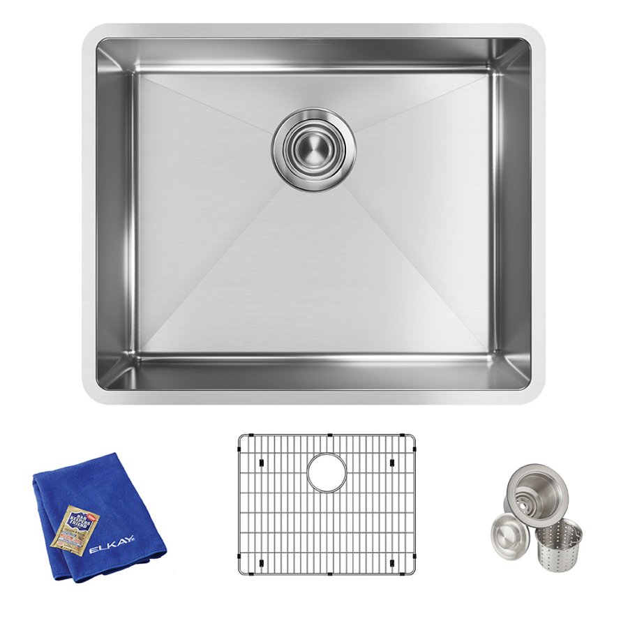 Crosstown® 18 Gauge Stainless Steel 22-1/2" x 18-1/2" x 9" Single Bowl Undermount Sink Kit