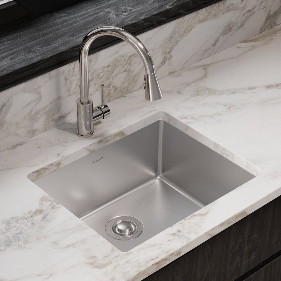 Crosstown® 18 Gauge Stainless Steel 22-1/2" x 18-1/2" x 9" Single Bowl Undermount Sink & Faucet Kit with Drain