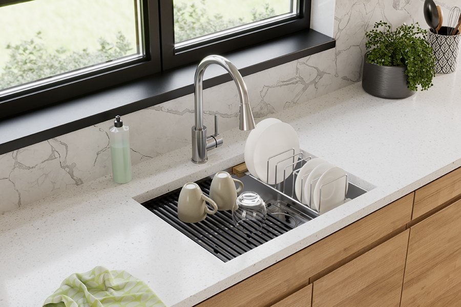 Crosstown® 18 Gauge Workstation Stainless Steel 25-1/2" x 18-1/2" x 9" Single Bowl Undermount Sink Kit