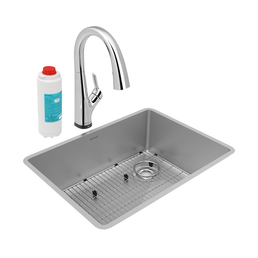 Crosstown® 18 Gauge Stainless Steel 25-1/2" x 18-1/2" x 9" Single Bowl Undermount Sink Kit with Filtered Faucet