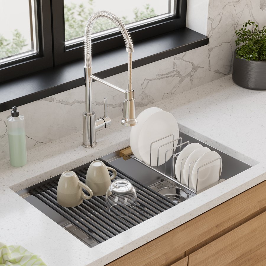 Crosstown® 18 Gauge Workstation Stainless Steel 31-1/2" x 18-1/2" x 9" Single Bowl Undermount Sink & Faucet Kit