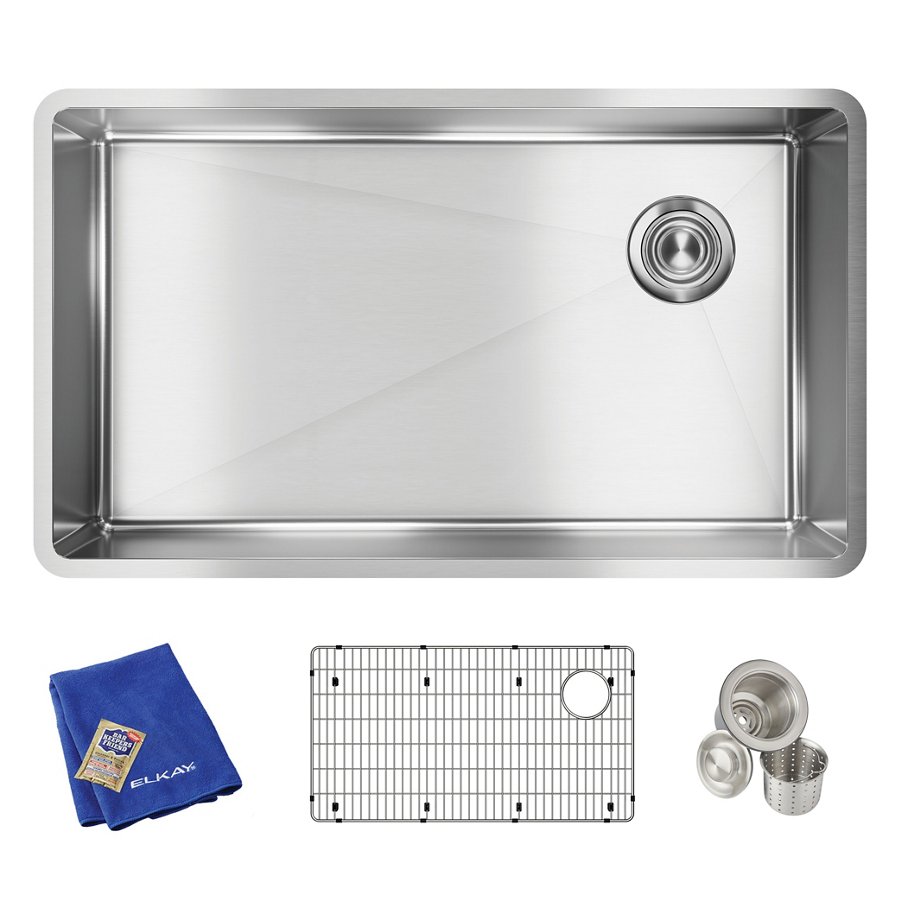 Crosstown® 18 Gauge Stainless Steel 31-1/2" x 18-1/2" x 9" Single Bowl Undermount Sink Kit