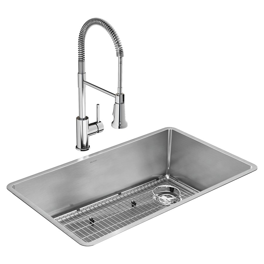 Crosstown® 18 Gauge Stainless Steel 31-1/2" x 18-1/2" x 9" Single Bowl Undermount Sink Kit with Faucet