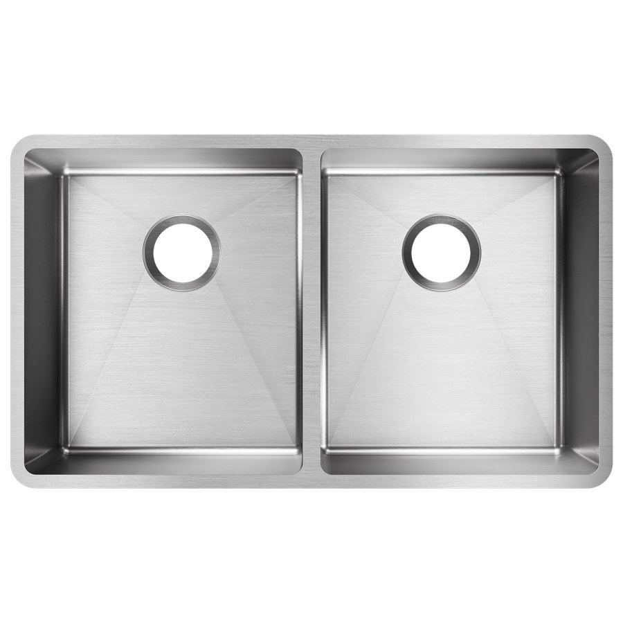Crosstown® 18 Gauge Stainless Steel 31-1/2" x 18-1/2" x 9" Equal Double Bowl Undermount Sink