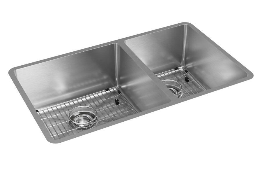 Crosstown® 18 Gauge Stainless Steel 31-1/2" x 18-1/2" x 9" 60/40 Double Bowl Undermount Sink Kit