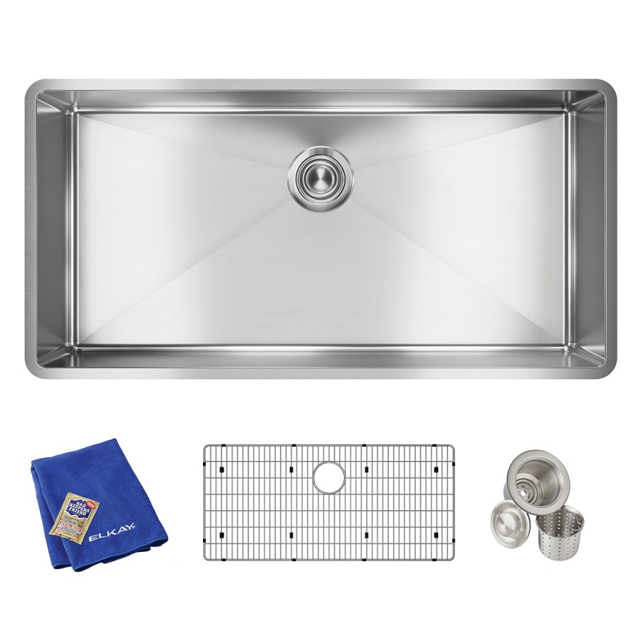 Crosstown® 18 Gauge Stainless Steel 36-1/2" x 18-1/2" x 9" Single Bowl Undermount Sink Kit