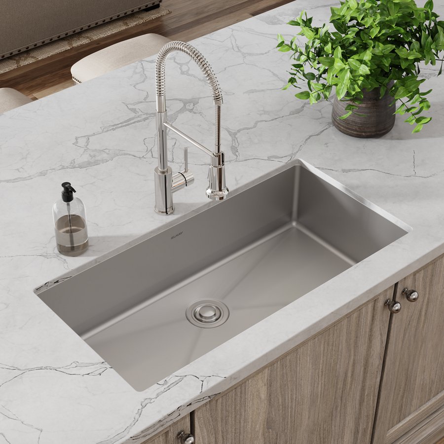 Crosstown® 18 Gauge Stainless Steel 36-1/2" x 18-1/2" x 9" Single Bowl Undermount Sink & Faucet Kit with Drain