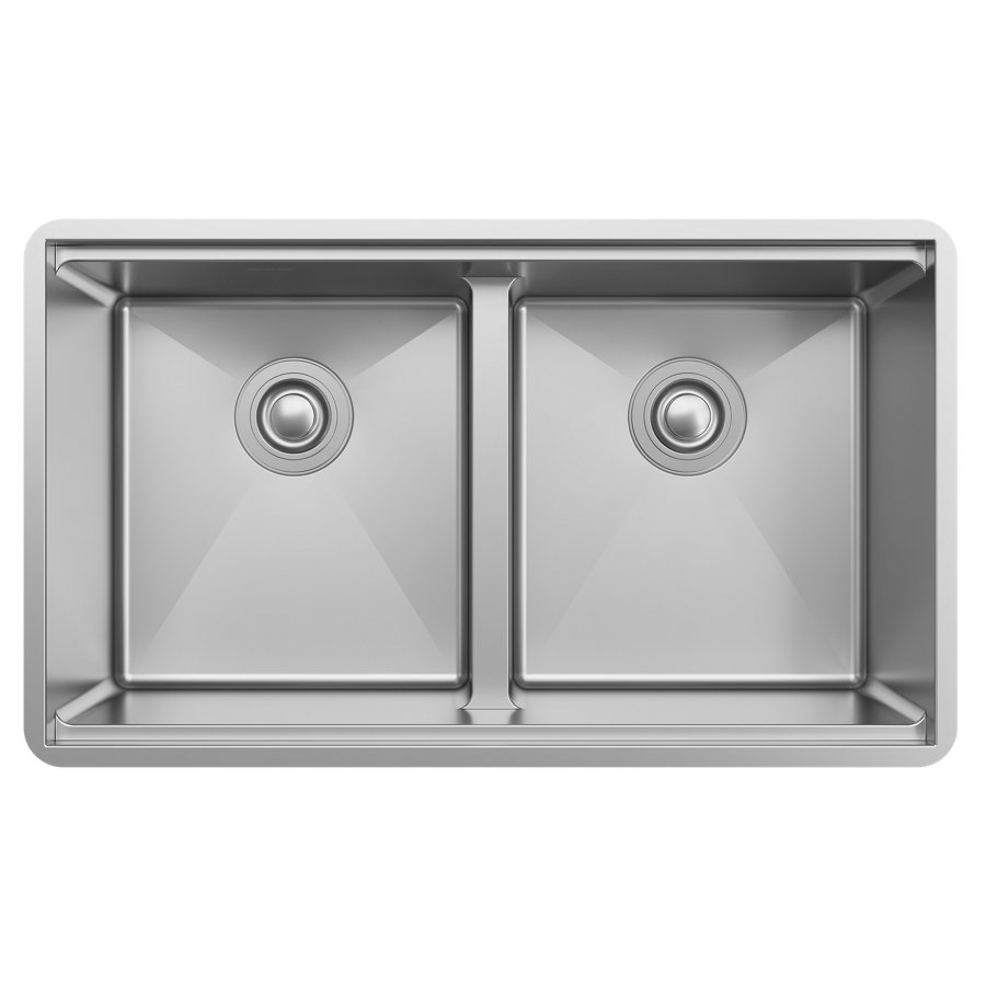Crosstown® 18 Gauge Workstation Stainless Steel 31-1/2" x 18-1/2" x 9" Equal Double Bowl Sink Kit with Aqua Divide