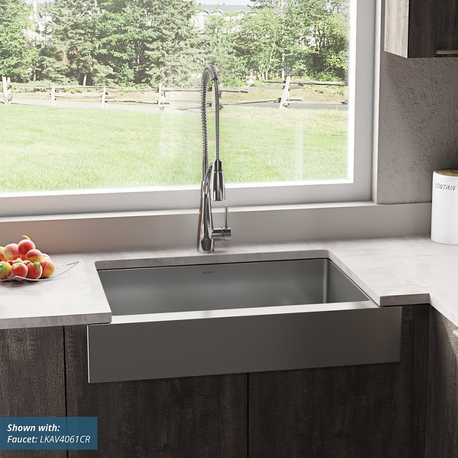 Crosstown® 18 Gauge Stainless Steel 35-7/8" x 20-1/4" x 9" Single Bowl Farmhouse Sink Kit