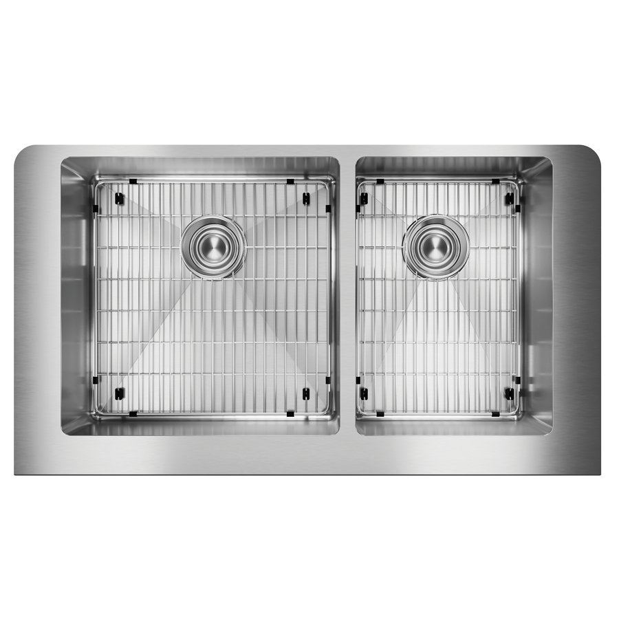 Crosstown® 18 Gauge Stainless Steel 35-7/8" x 20-1/4" x 9" 60/40 Double Bowl Farmhouse Sink Kit