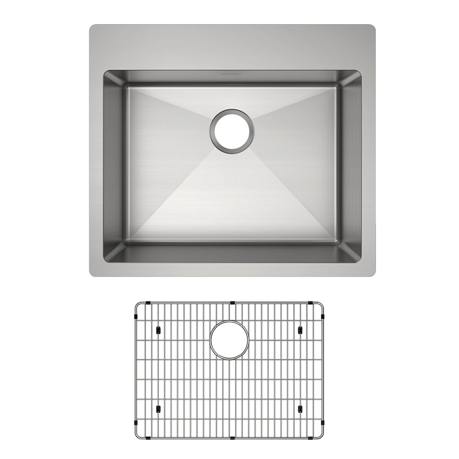 Crosstown® 18 Gauge Stainless Steel 25" x 22" x 9" Single Bowl Dual Mount Sink Kit