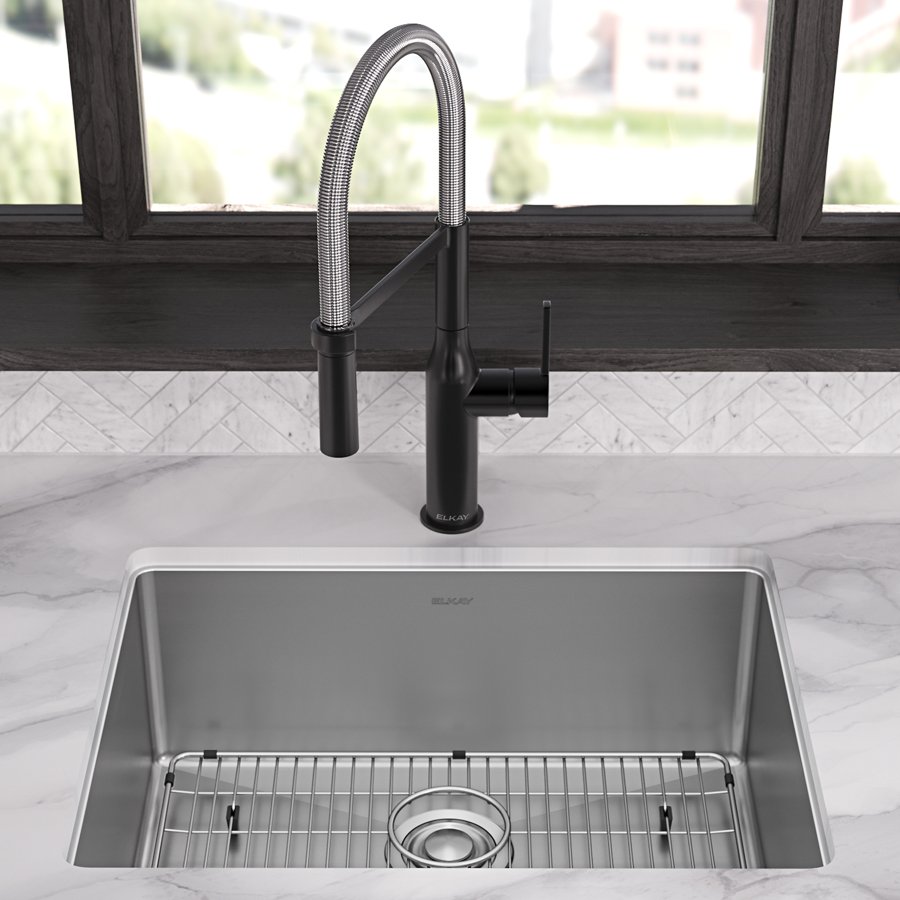 Crosstown® 18 Gauge Stainless Steel 25" x 22" x 9" Single Bowl Dual Mount Sink Kit