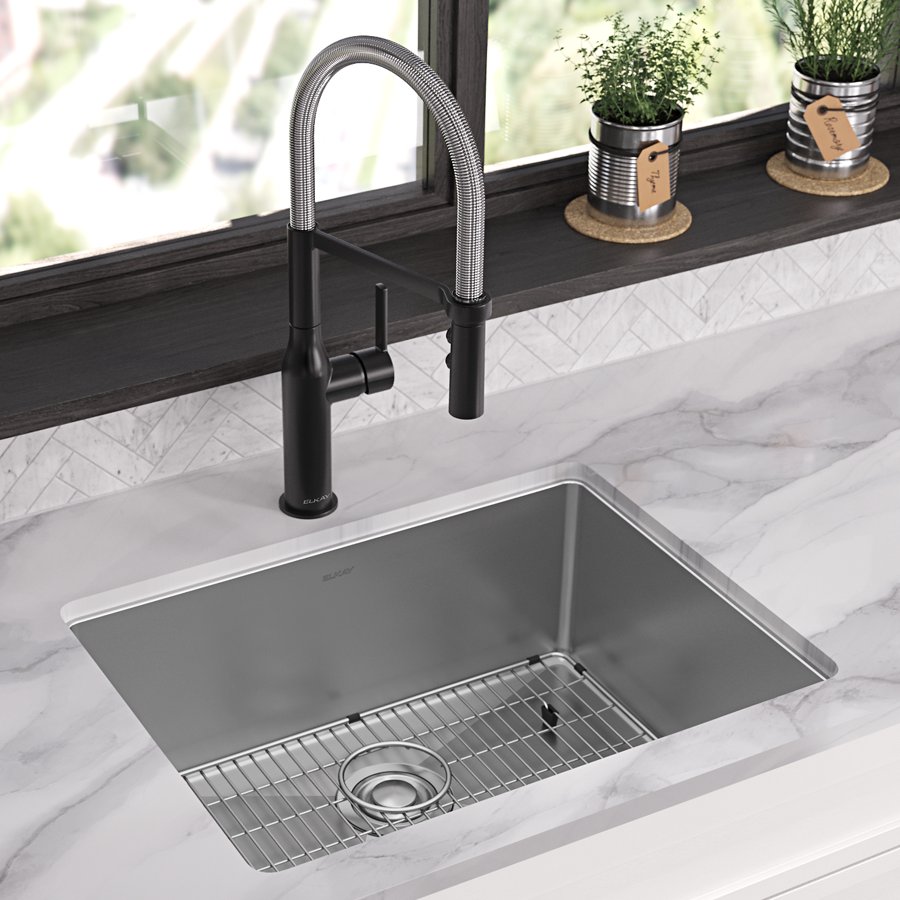 Crosstown® 18 Gauge Stainless Steel 25" x 22" x 9" Single Bowl Dual Mount Sink Kit
