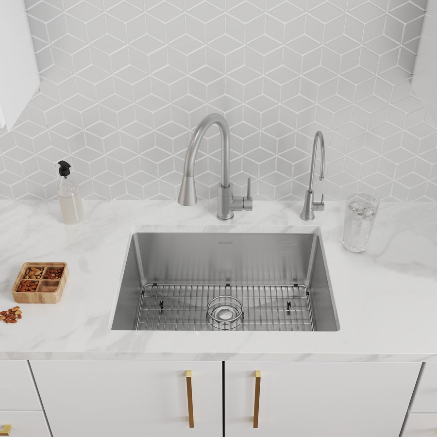 Crosstown® 18 Gauge Stainless Steel 25" x 22" x 9" Single Bowl Dual Mount Sink Kit with Filtered Beverage Faucet