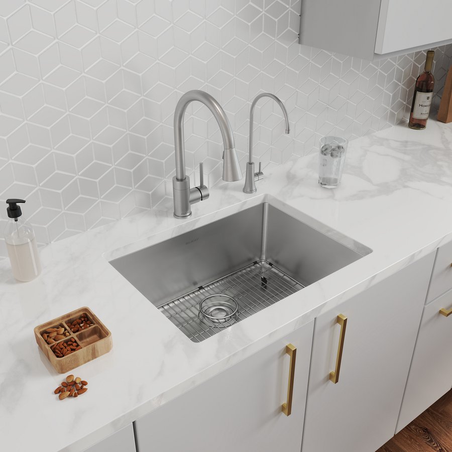 Crosstown® 18 Gauge Stainless Steel 25" x 22" x 9" Single Bowl Dual Mount Sink Kit with Filtered Beverage Faucet