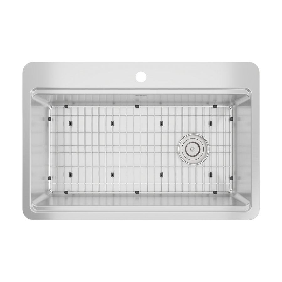 Crosstown® Workstation Stainless Steel 33" x 22" x 9" 1-Hole Single Bowl Dual Mount Sink