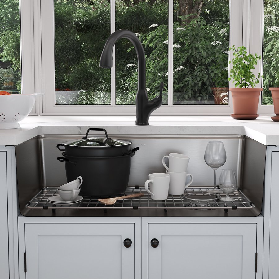 Crosstown® Workstation Stainless Steel 33" x 22" x 9" 1-Hole Single Bowl Dual Mount Sink