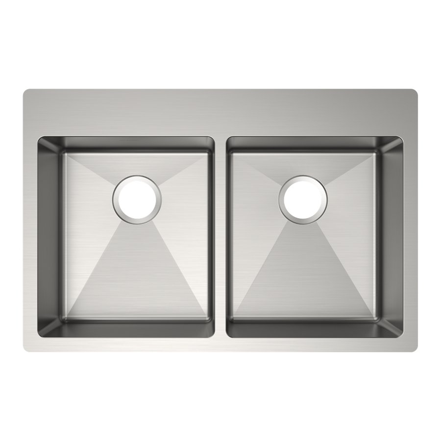 Crosstown® 18 Gauge Stainless Steel 33" x 22" x 6" Equal Double Bowl Dual Mount ADA Sink