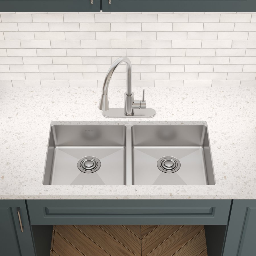 Crosstown® 18 Gauge Stainless Steel 33" x 22" x 6" Equal Double Bowl Dual Mount ADA Sink